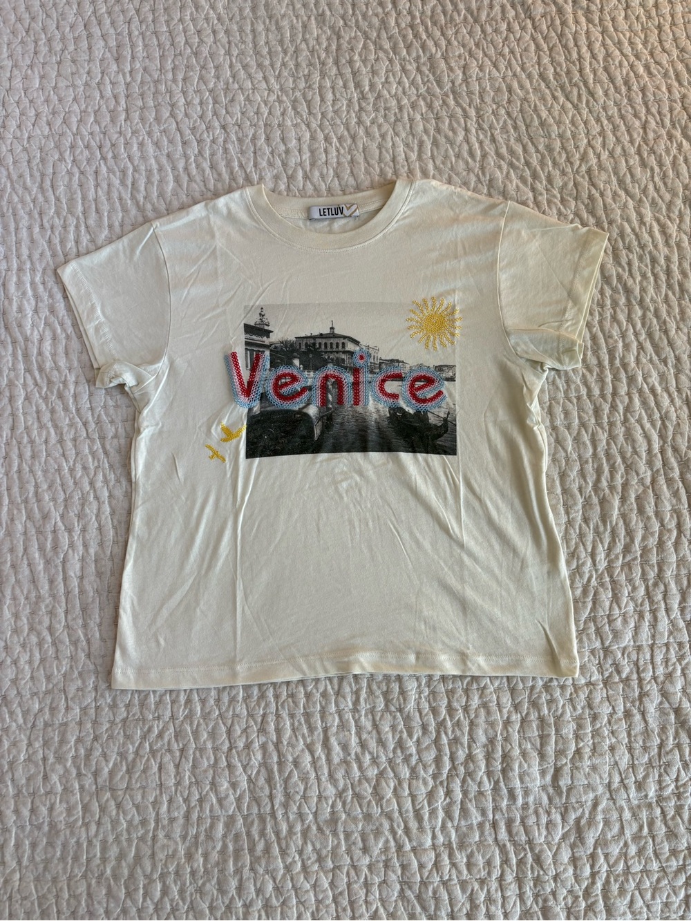 Letluv Cream 'Venice' Graphic Short Sleeve Tee